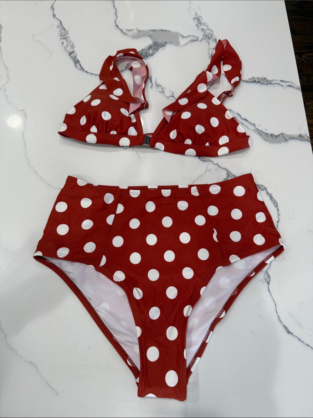 Women’s Rust Polka Dot High-Waist Bikini Set